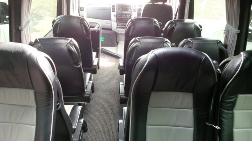 Inside a 16 seat mini-coach