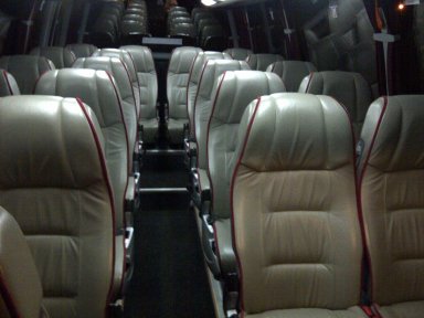 Inside a 22 seat mini-coach